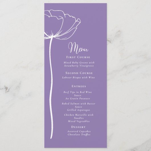 Stoffig Paarse Witte Vetgedrukte Bloemen Modern Ee Programma (Voorkant)