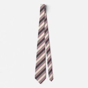Stoffig Roos, Beige & Charcoal Grey Stripes Stropdas