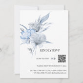 *~* Stoffig Roos Blauw Bloemen RSVP - QR AR15 BRUI Kaart (Achterkant)