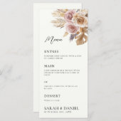 Stoffig Roos Bloemen Krans Trouwen Menu (Voorkant / Achterkant)