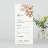 Stoffig Roos Bloemen Krans Trouwen Menu (Staand voorkant)
