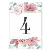 Stoffig Roos Bloemen Tafel Nummer Kaart (Achterkant)