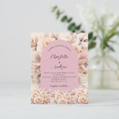 Stoffig roos bloemenboog huwelijksuitnodiging (Staand voorkant)