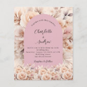 Stoffig roos bloemenboog huwelijksuitnodiging (Voorkant)