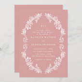 Stoffig roos  bloemenbruiloft kaart (Voorkant / Achterkant)