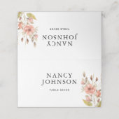 Stoffig Roos Blush Bloemen Met Gastnaam Trouwen (Buitenkant ongevouwen)