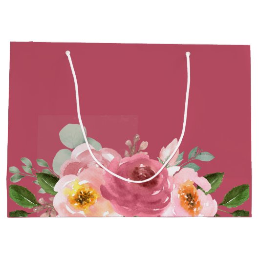 Stoffig Roos | Blush roze bloemenbruiloft Groot Cadeauzakje (Achterkant)