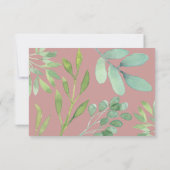Stoffig Roos Botanisch groen bruiloft RSVP Kaart (Achterkant)