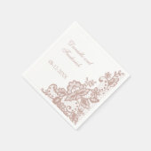 Stoffig roos bruiloft papieren servetten (Hoek)