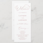 Stoffig Roos Elegante minimalistische bruiloft Programma (Voorkant / Achterkant)