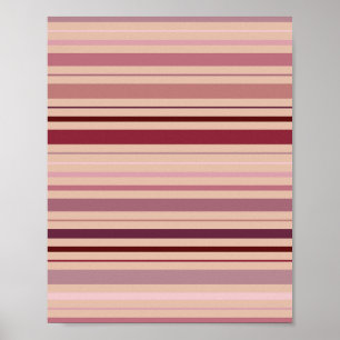Stoffig Roos en blush stripes Poster