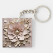 Stoffig Roos Floral - Acryl Sleutelhanger (Achterkant)