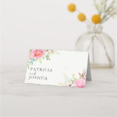 Stoffig Roos Floral Boho Wedding Place Card (Achterkant)
