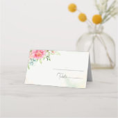 Stoffig Roos Floral Boho Wedding Place Card (Voorkant)