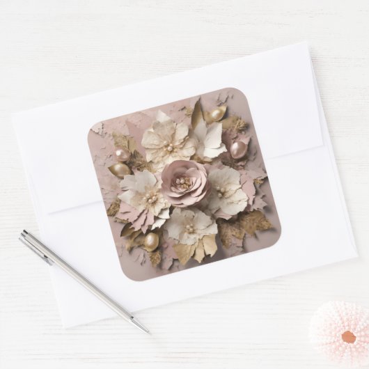 Stoffig Roos Floral - Sticker (Envelop)