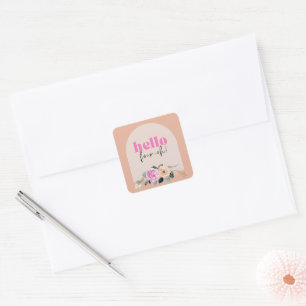 Stoffig Roos hallo floraal "Four-oh" Vierkante Sticker
