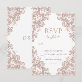 Stoffig roos kant bruiloft rsvp kaart