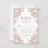 Stoffig roos kant bruiloft rsvp kaart (Voorkant)