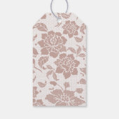 Stoffig roos kant romantische bruiloft cadeaulabel (Achterkant)