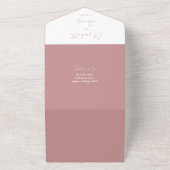 Stoffig Roos Roze Elegant Script QR Code Wedding All In One Uitnodiging (Buitenkant)