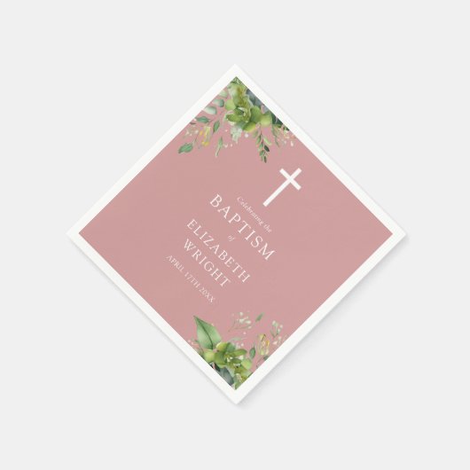 Stoffig Roos Roze Groen Doopsel doop doop doop Servet (Hoek)