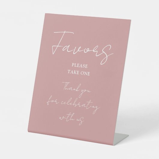 Stoffig Roos Roze Minimalistische Elegante Script Reclamebord Met Voetstuk (Voorkant)