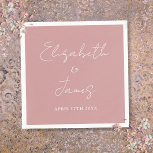 Stoffig Roos Roze Modern Minimalistisch Script Wed Servet