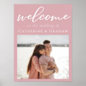 Stoffig Roos Roze Romantisch Paar Foto Huwelijk Poster (Voorkant)