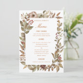 Stoffig Roos Sage Rust Fall Wedding Menu Kaart (Staand voorkant)