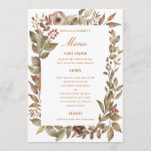 Stoffig Roos Sage Rust Fall Wedding Menu Kaart (Voorkant)