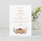 Stoffig Roos Sage Rust Pompoen Fall Wedding Menu (Staand voorkant)