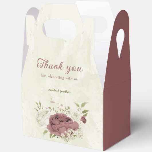 Stoffig roos Witte Bloemen bruiloft Bedankdoosjes (Open)