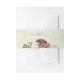 Stoffig roos Witte Bloemen bruiloft Uitnodigingen Wikkel