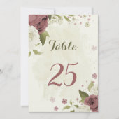 Stoffig roos Witte Bloemen Tafelnummer Kaart (Voorkant)