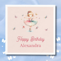 Stoffig Roze Ballerina Kids Verjaardagsfeest Servet