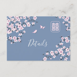 Stoffig roze blauw Chinees huwelijk Informatiekaartje