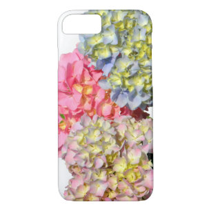 Stoffig roze blauw geel groen bloemenhortensia's 	iPhone 8/7 hoesje