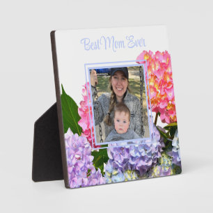 Stoffig roze blauw geel groen bloemenhortensia's fotoplaat