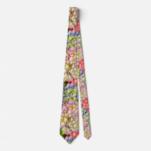 Stoffig roze blauw geel groen bloemenhortensia's stropdas