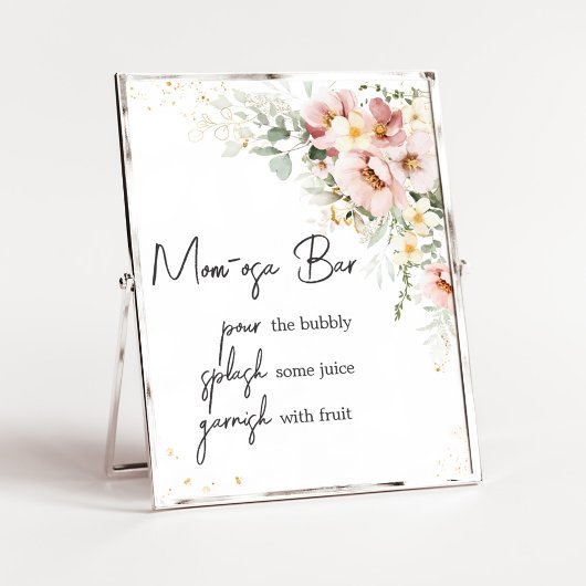 Stoffig Roze Bloemen Greenery Baby shower Mom Osa  Poster