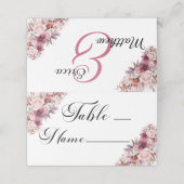 Stoffig Roze Bloemen Modern Script Tafelnummer (Buitenkant ongevouwen)