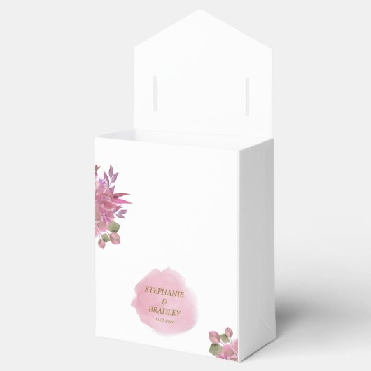 Stoffig roze bloemig elegant modern Romance bruilo Bedankdoosjes (Geopend)