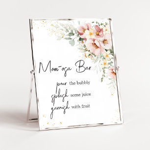 Stoffig Roze Bloemige Groene Baby Shower Moeder Os Poster