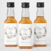 Stoffig Roze Boho Bloemen Water Kleur Pastel Bruil Likeurfles Etiket (Flessen)