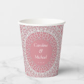 Stoffig Roze  Bruiloft Kant Papier beker (Voorkant)