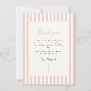 Stoffig Roze Elegant Bow Boy Baby shower Bedankkaart