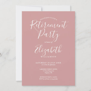 Stoffig Roze Elegant Script Pensioenfeest Kaart