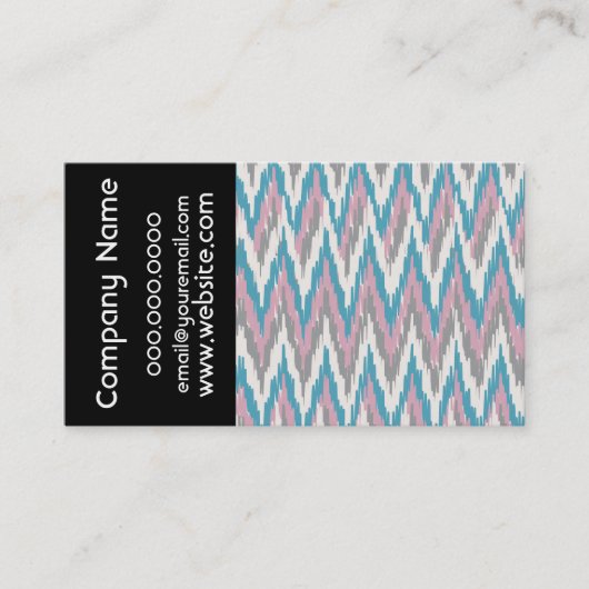 Stoffig Roze en Blauwe ZigZag 2019 Zakkalender Visitekaartje (Voorkant)