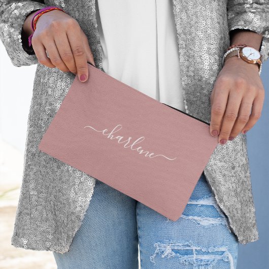 Stoffig Roze en Wit Elegante Naam Etui