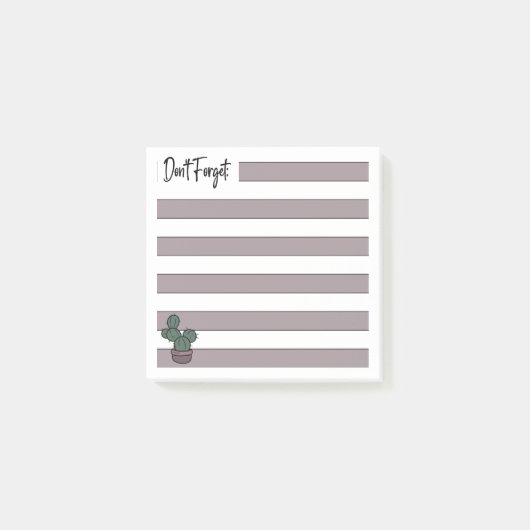 Stoffig Roze | Gelinieerd | Cactus in pot - Post-it® Notes (Voorkant)